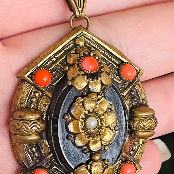 Vintage Neiger Brothers Art Deco Coral Czech Glass Necklace - Picture 11 of 11